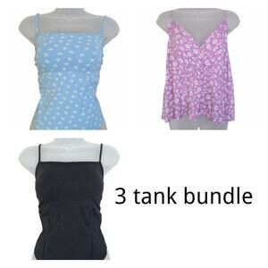 Nordstrom Brand Cami Tank Top Bundle Floral & Solid 3 Pack Size 2X